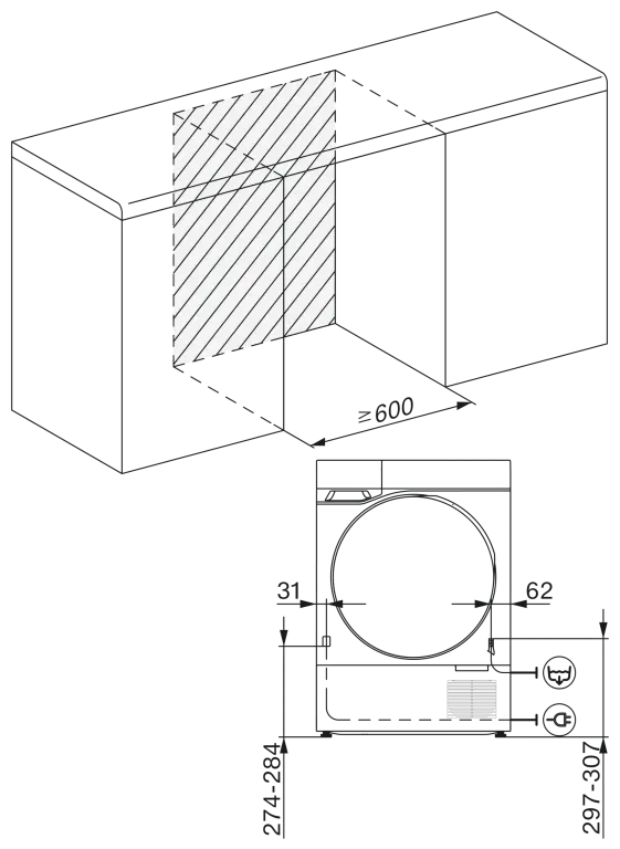 T2 so sklenenými dverami, panel 17 stupňov, miery v mm