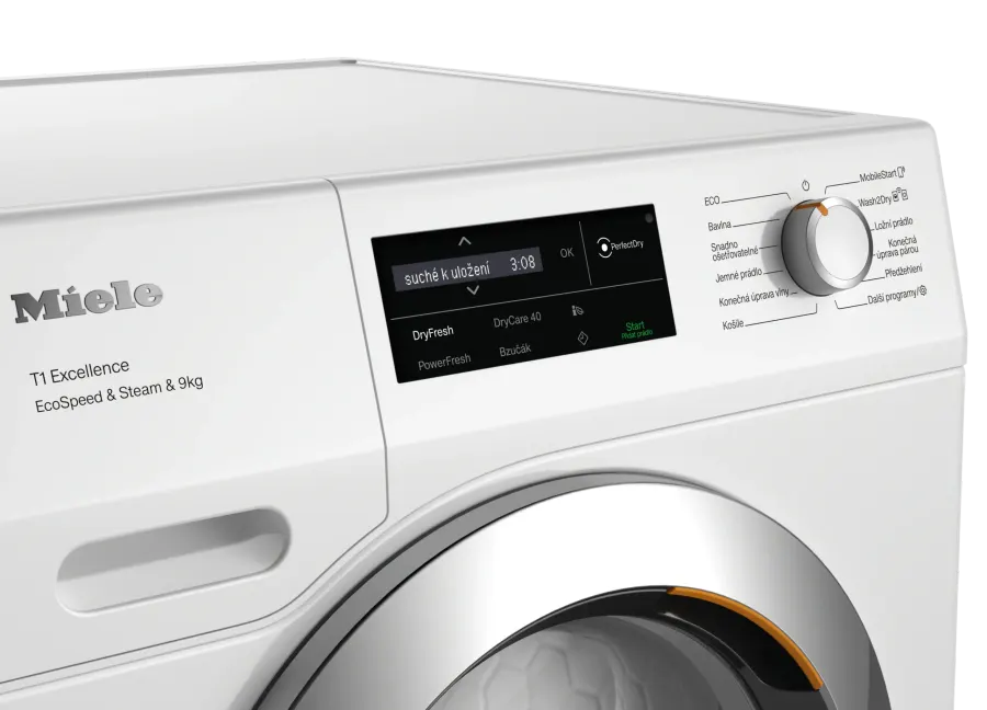 Set Miele WEI 895 WCS PWash&TDos&Steam Lotosová biela + Miele TEL 695 WP EcoSpeed&Steam&9kg Lotosová biela – ovládací panel – foto 9